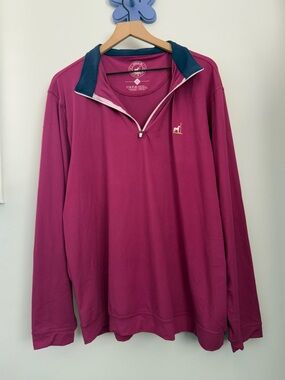 Proud 90 Golf is Fun Men’s XL Quarter Zip Pullover Magenta Golf Athletic Outdoor